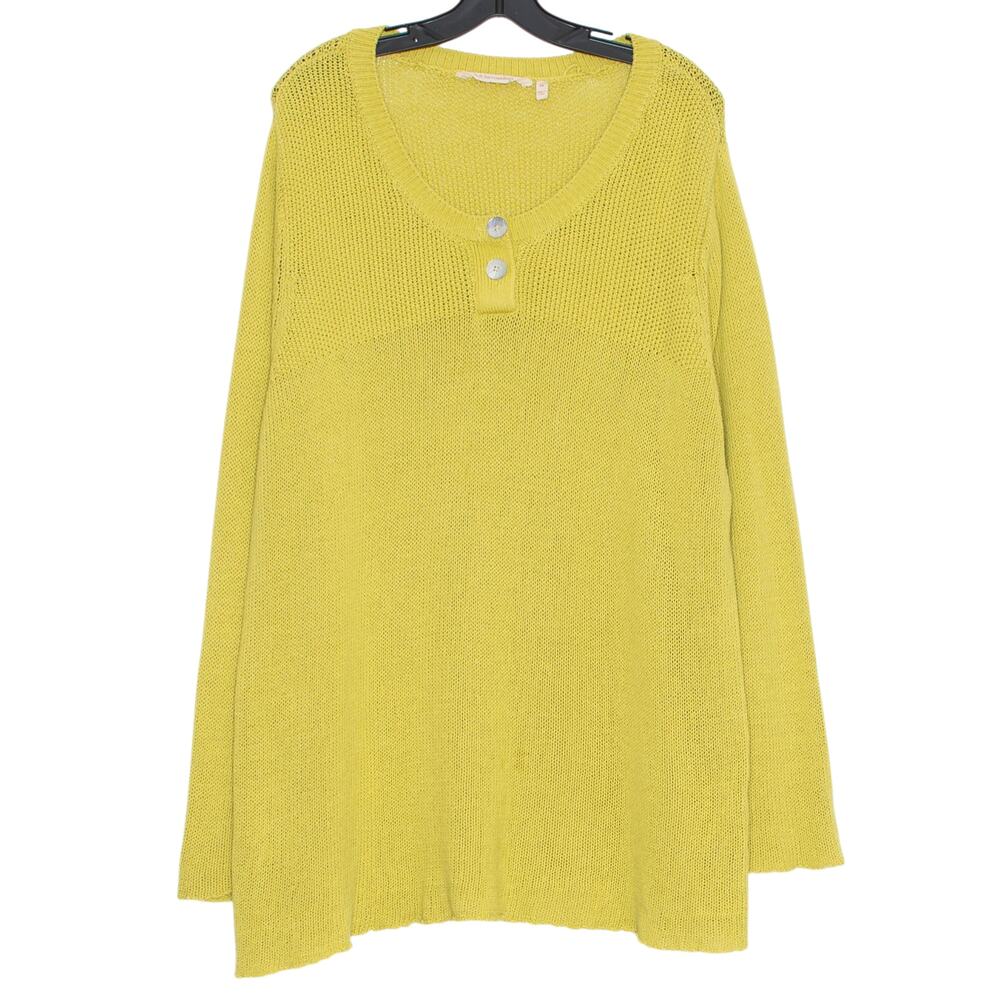 Plus Size 2X Soft Surroundings Sweater Tunic Henley Linen Coastal Cottage Boho